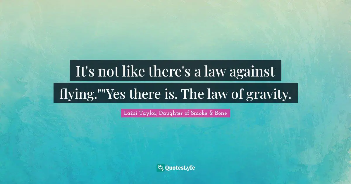 It's not like there's a law against flying.""Yes there is. The law of gravity.