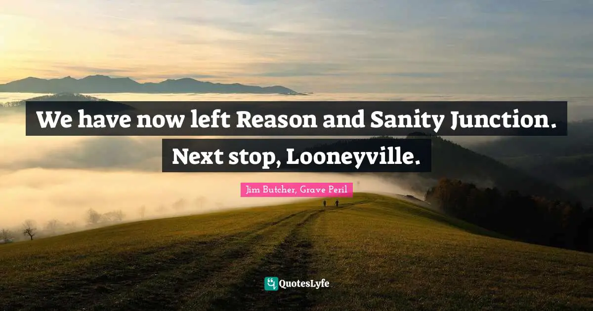 We have now left Reason and Sanity Junction. Next stop, Looneyville.
