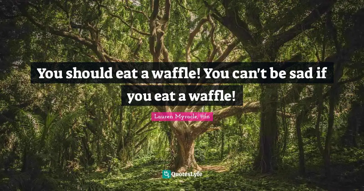 Comedy Quotes: "You should eat a waffle! You can't be sad if you eat a waffle!"