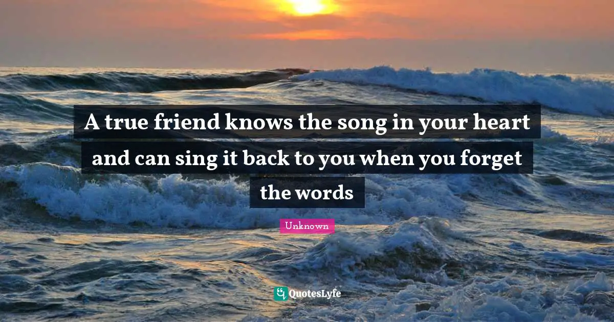 A true friend knows the song in your heart and can sing it back to you when you forget the words
