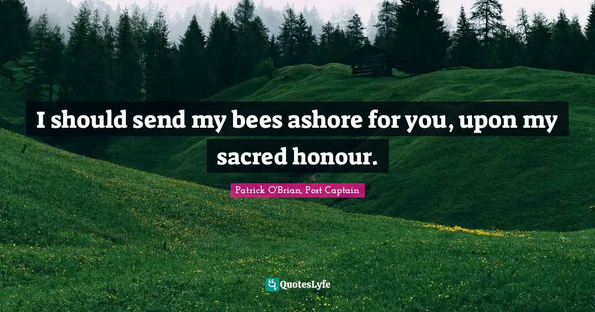 I should send my bees ashore for you, upon my sacred honour.