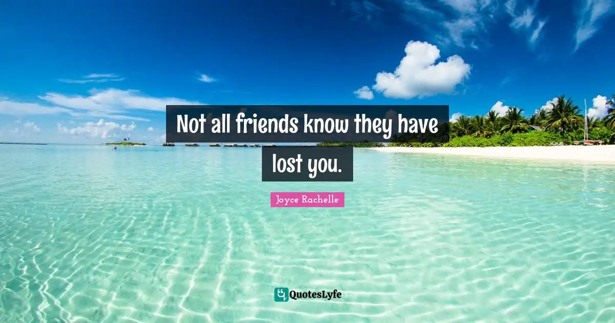 Joyce Rachelle Quotes: Not all friends know they have lost you.