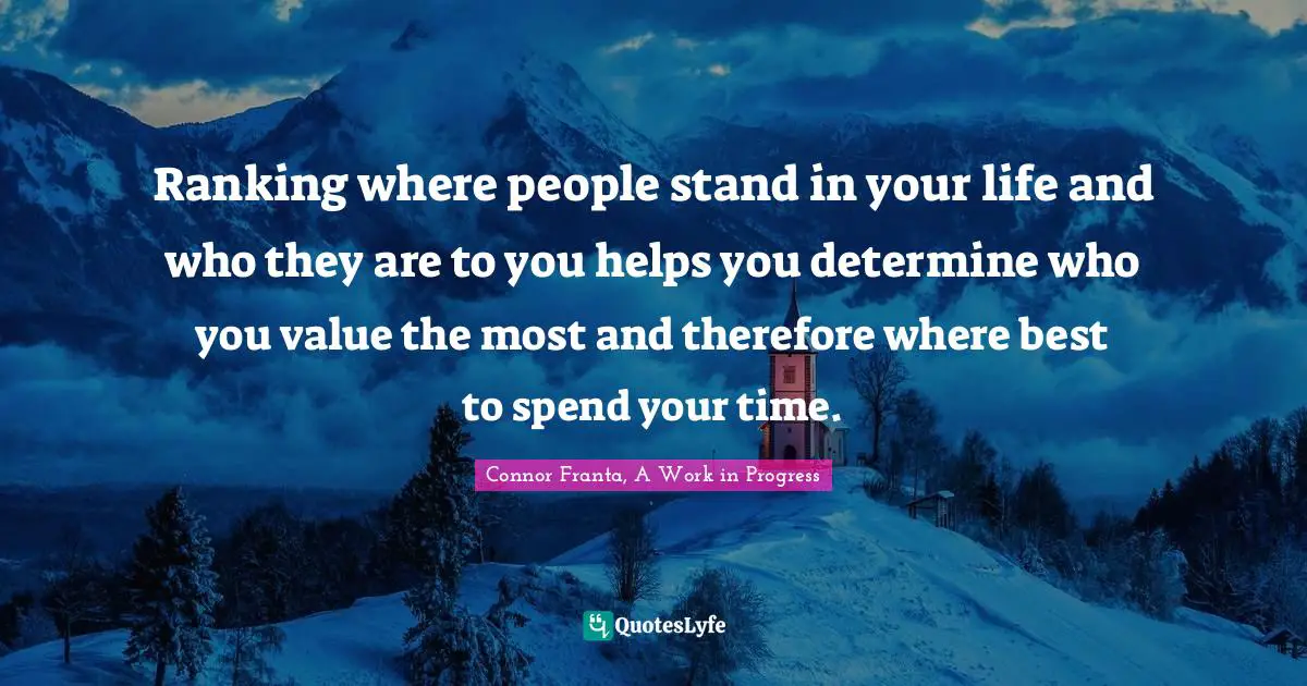 Ranking where people stand in your life and who they are to you helps you determine who you value the most and therefore where best to spend your time.