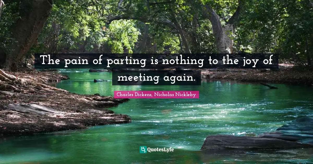 Charles Dickens Quotes: "The pain of parting is nothing to the joy of meeting again."