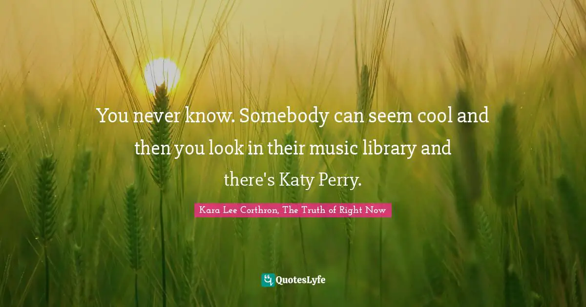 You never know. Somebody can seem cool and then you look in their music library and there's Katy Perry.