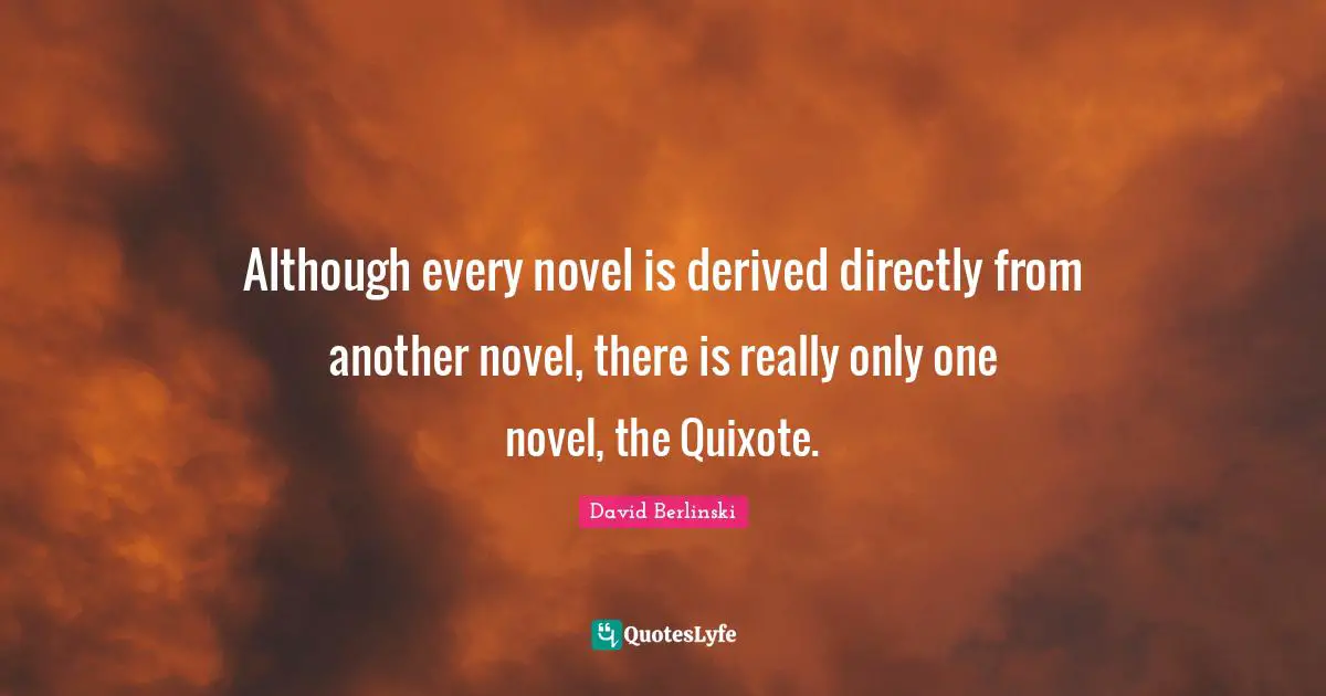 Although every novel is derived directly from another novel, there is really only one novel, the Quixote.