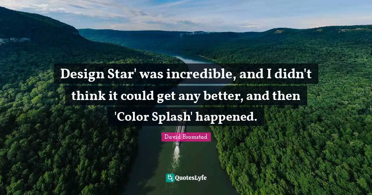 Design Star' was incredible, and I didn't think it could get any better, and then 'Color Splash' happened.