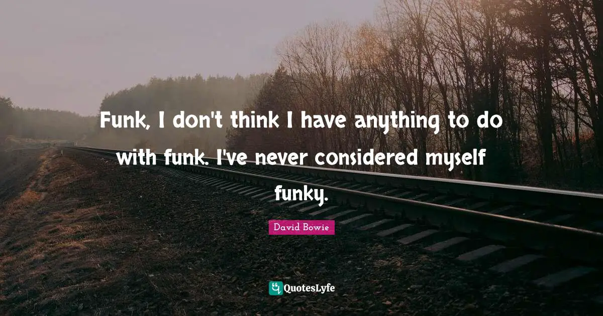 Funk, I don't think I have anything to do with funk. I've never considered myself funky.