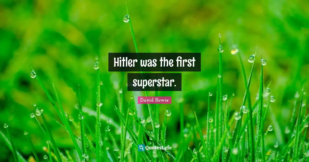 Hitler was the first superstar.