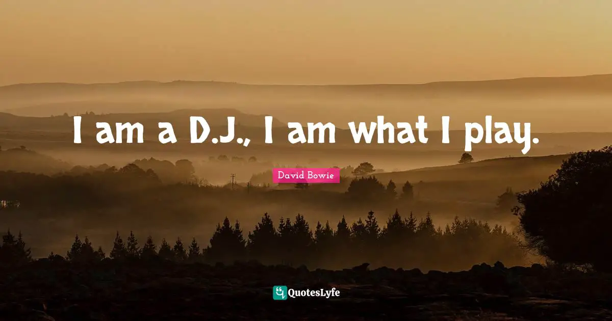 I am a D.J., I am what I play.