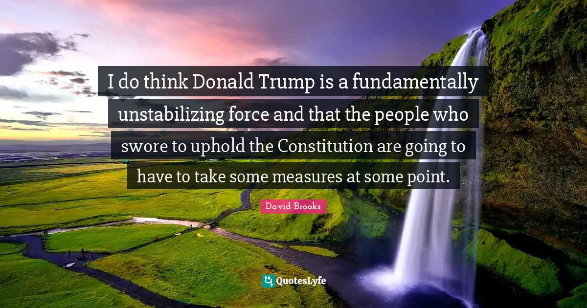 I do think Donald Trump is a fundamentally unstabilizing force and that the people who swore to uphold the Constitution are going to have to take some measures at some point.