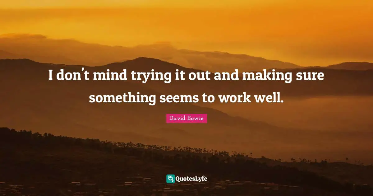 I don't mind trying it out and making sure something seems to work well.