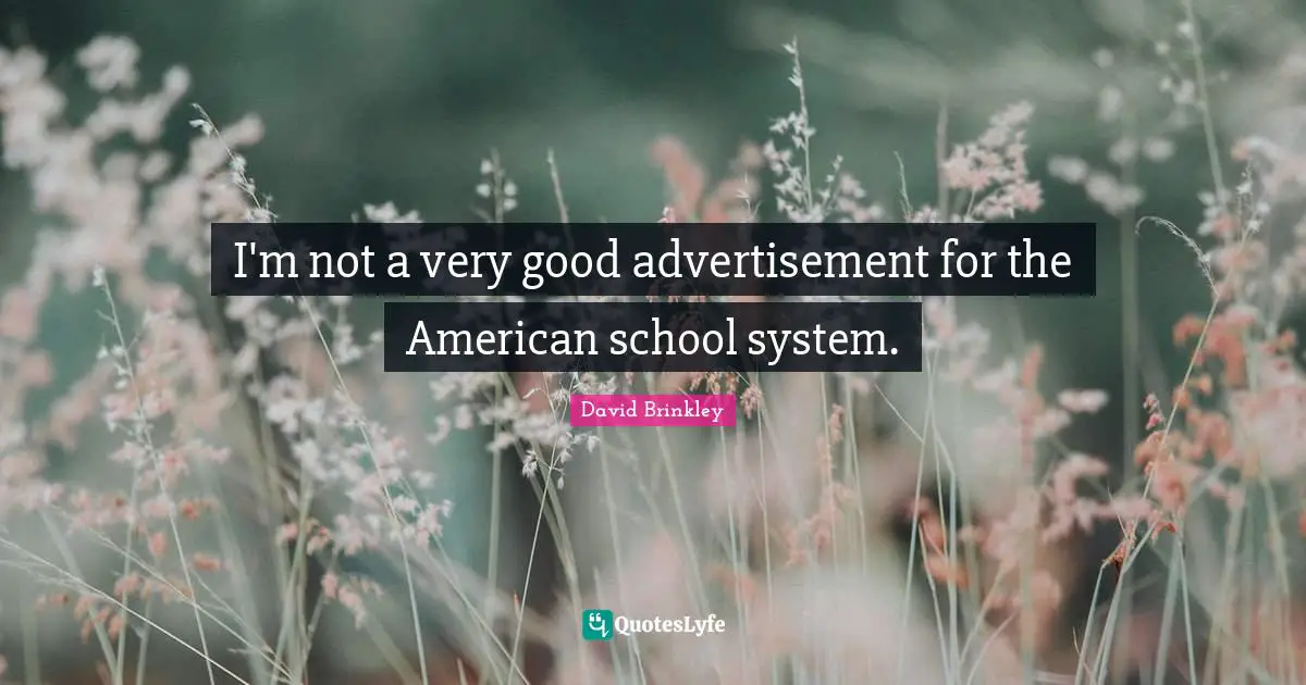 Advertisements Quotes: "I'm not a very good advertisement for the American school system."