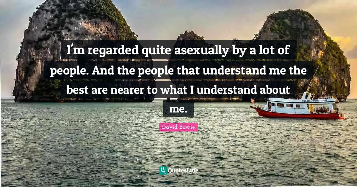 I'm regarded quite asexually by a lot of people. And the people that understand me the best are nearer to what I understand about me.
