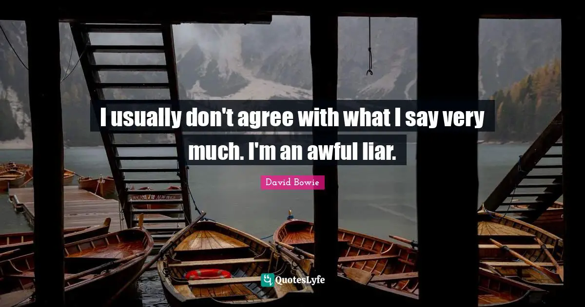 I usually don't agree with what I say very much. I'm an awful liar.