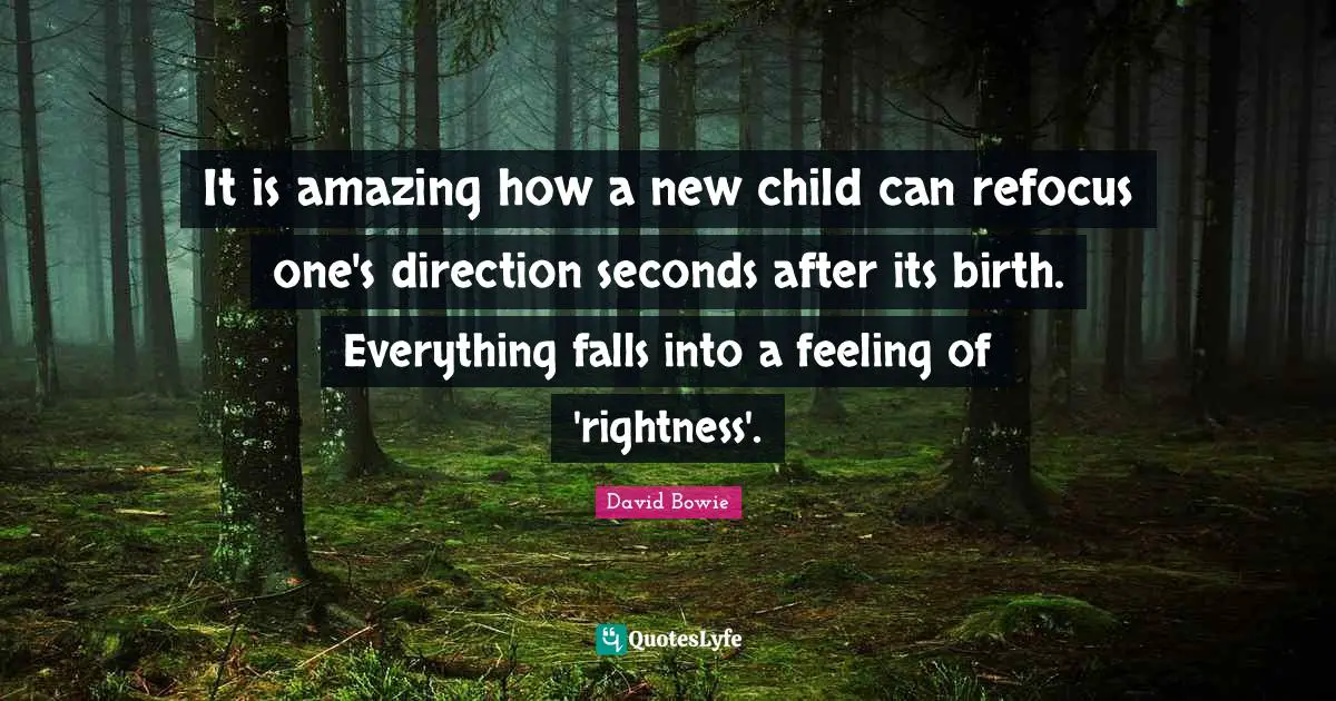It is amazing how a new child can refocus one's direction seconds after its birth. Everything falls into a feeling of 'rightness'.