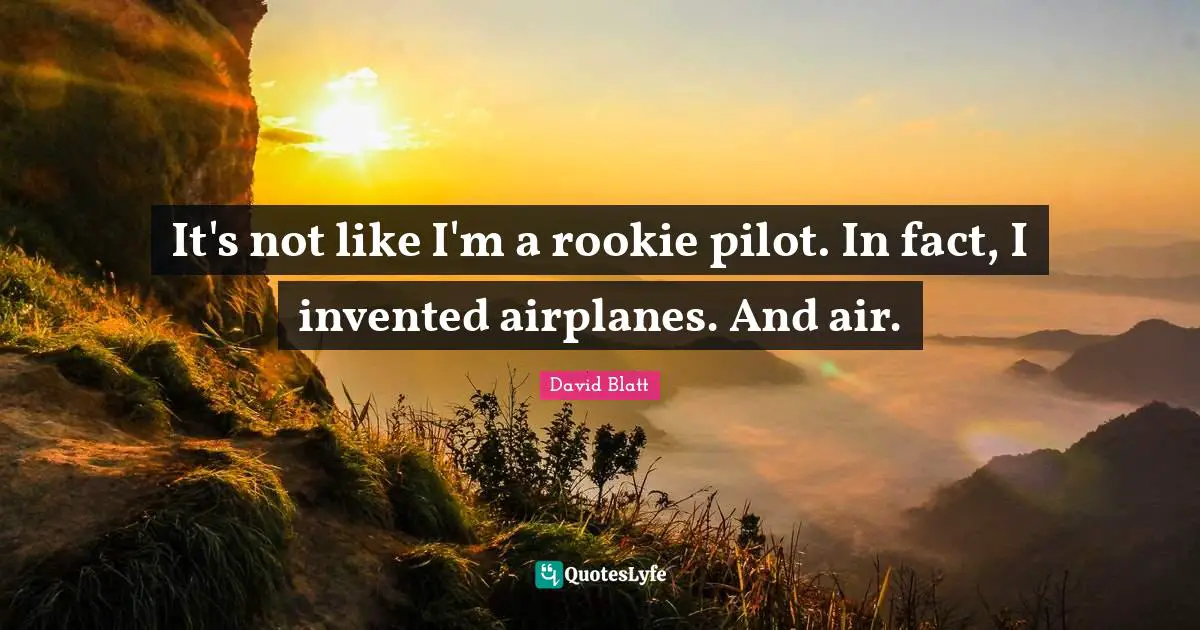 It's not like I'm a rookie pilot. In fact, I invented airplanes. And air.
