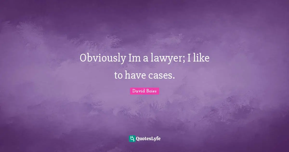Obviously Im a lawyer; I like to have cases.