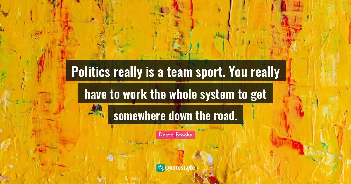 Politics really is a team sport. You really have to work the whole system to get somewhere down the road.