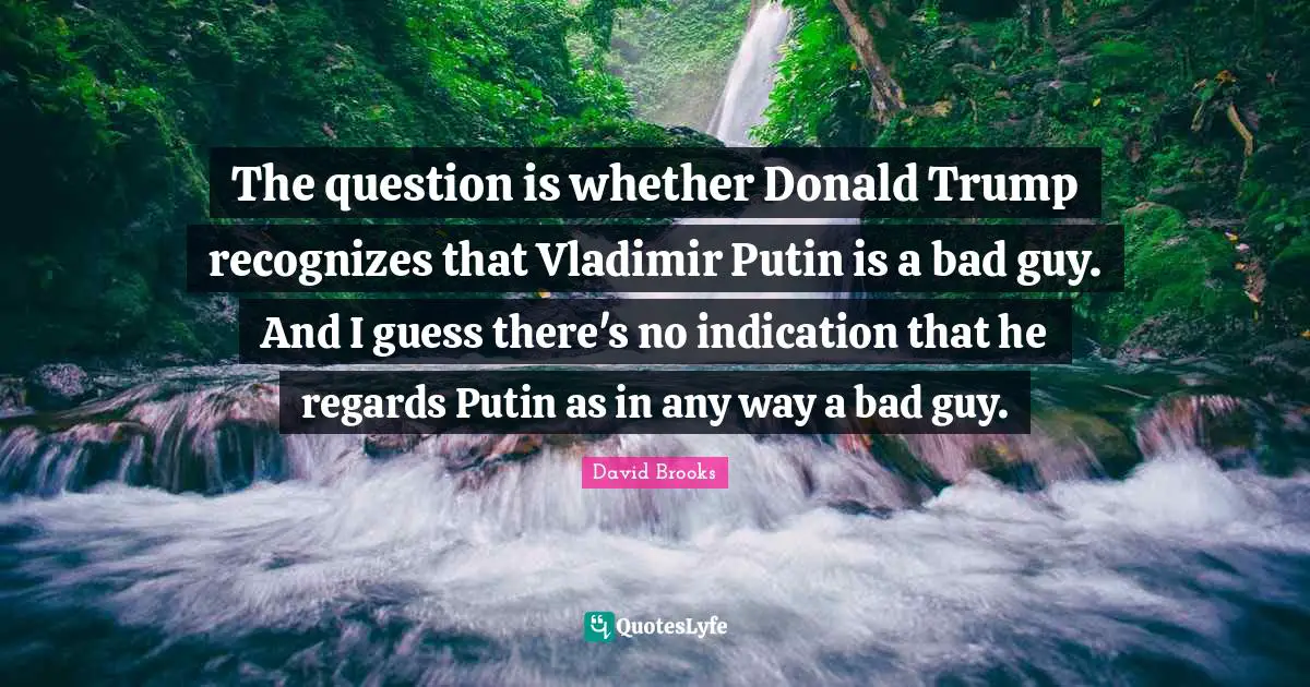 The question is whether Donald Trump recognizes that Vladimir Putin is a bad guy. And I guess there's no indication that he regards Putin as in any way a bad guy.