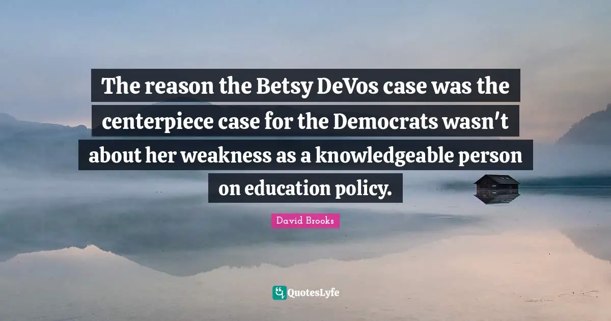 The reason the Betsy DeVos case was the centerpiece case for the Democrats wasn't about her weakness as a knowledgeable person on education policy.