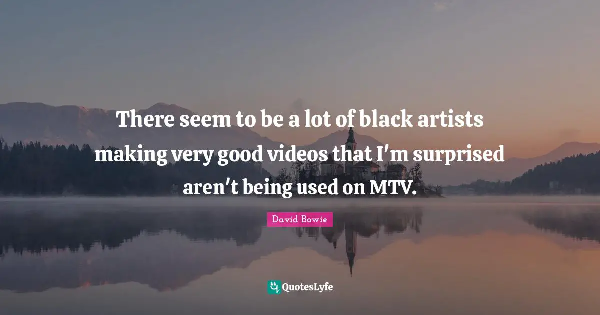 There seem to be a lot of black artists making very good videos that I'm surprised aren't being used on MTV.
