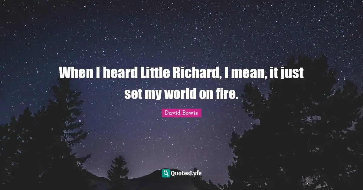 When I heard Little Richard, I mean, it just set my world on fire.