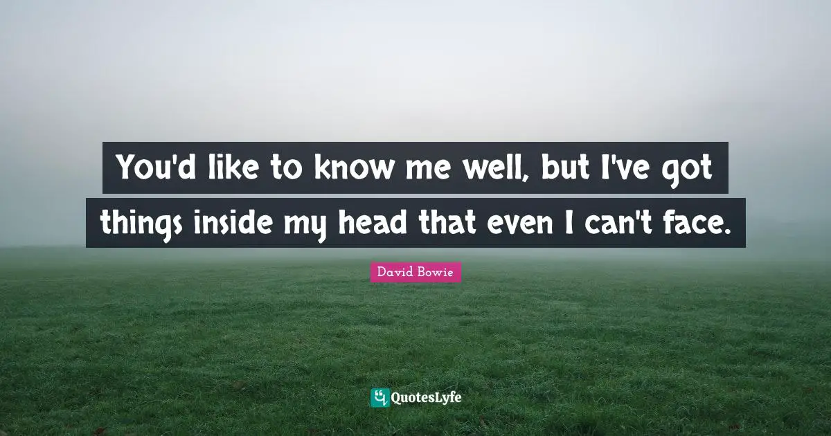 You'd like to know me well, but I've got things inside my head that even I can't face.