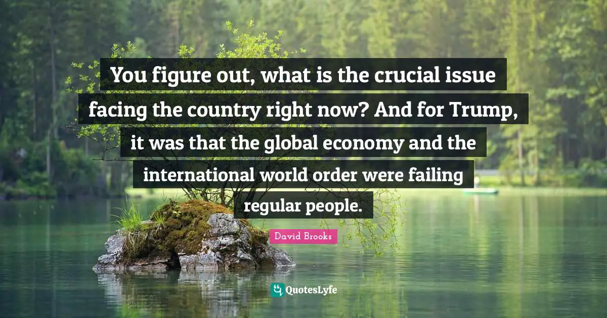 You figure out, what is the crucial issue facing the country right now? And for Trump, it was that the global economy and the international world order were failing regular people.