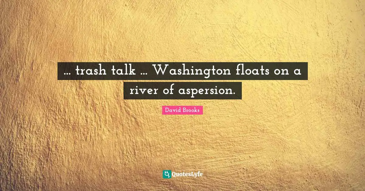 ... trash talk ... Washington floats on a river of aspersion.