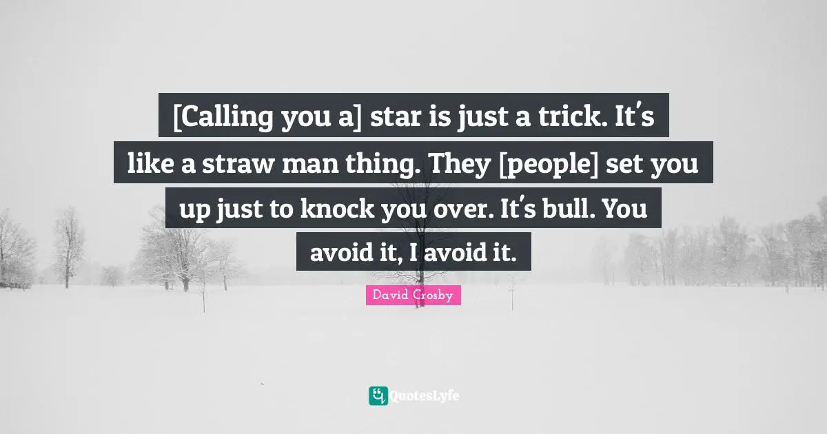 Calling People Quotes: "[Calling you a] star is just a trick. It's like a straw man thing. They [people] set you up just to knock you over. It's bull. You avoid it, I avoid it."