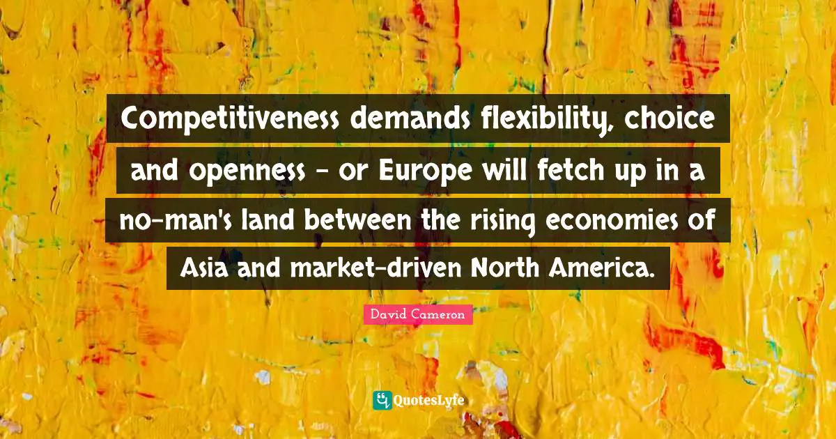North America Quotes: "Competitiveness demands flexibility, choice and openness - or Europe will fetch up in a no-man's land between the rising economies of Asia and market-driven North America."