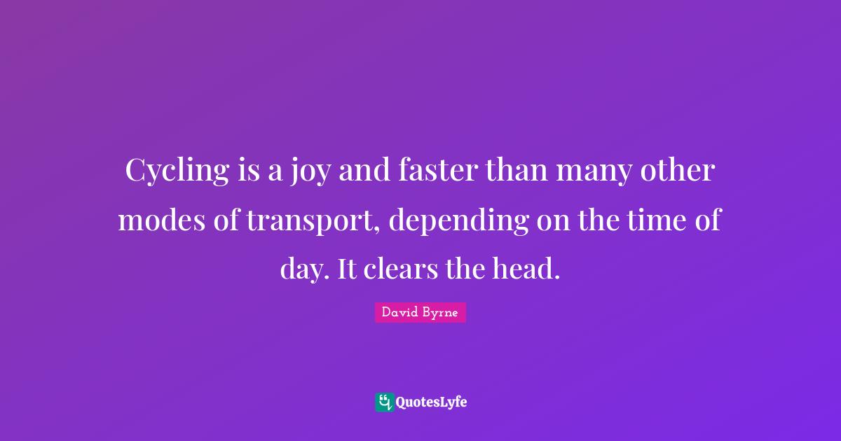 Cycling is a joy and faster than many other modes of transport, depending on the time of day. It clears the head.