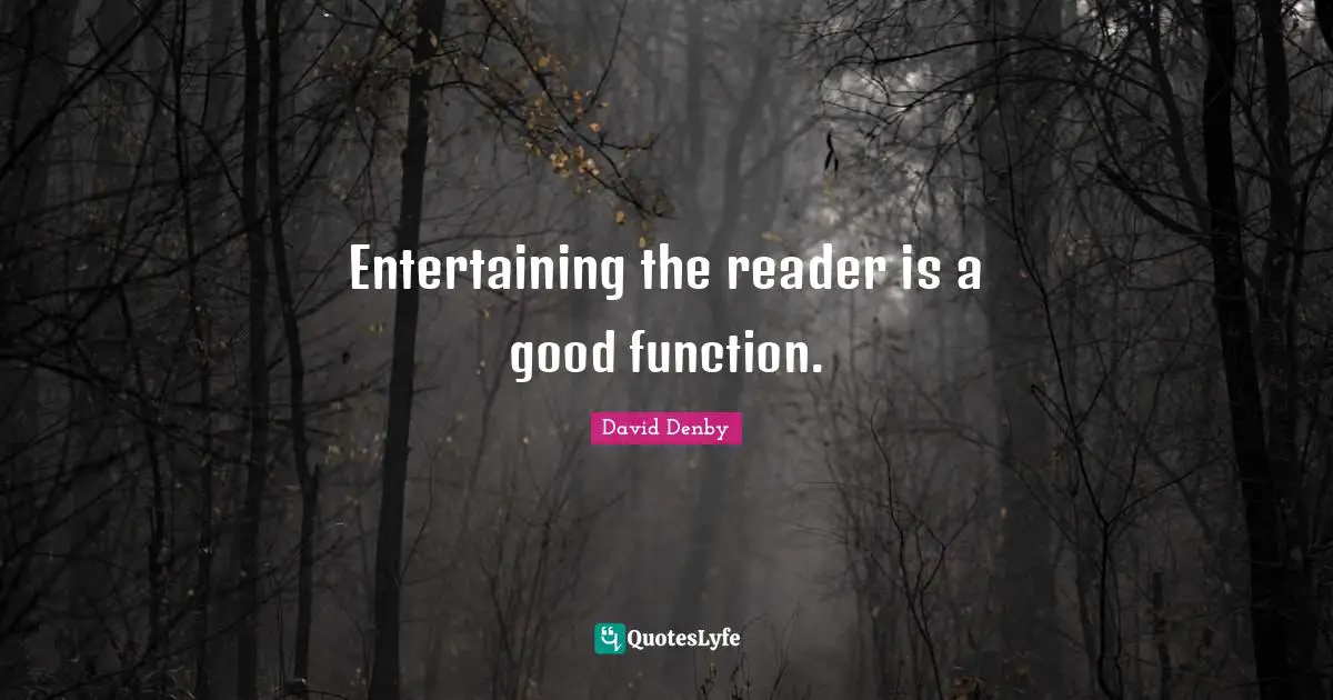 Entertaining the reader is a good function.