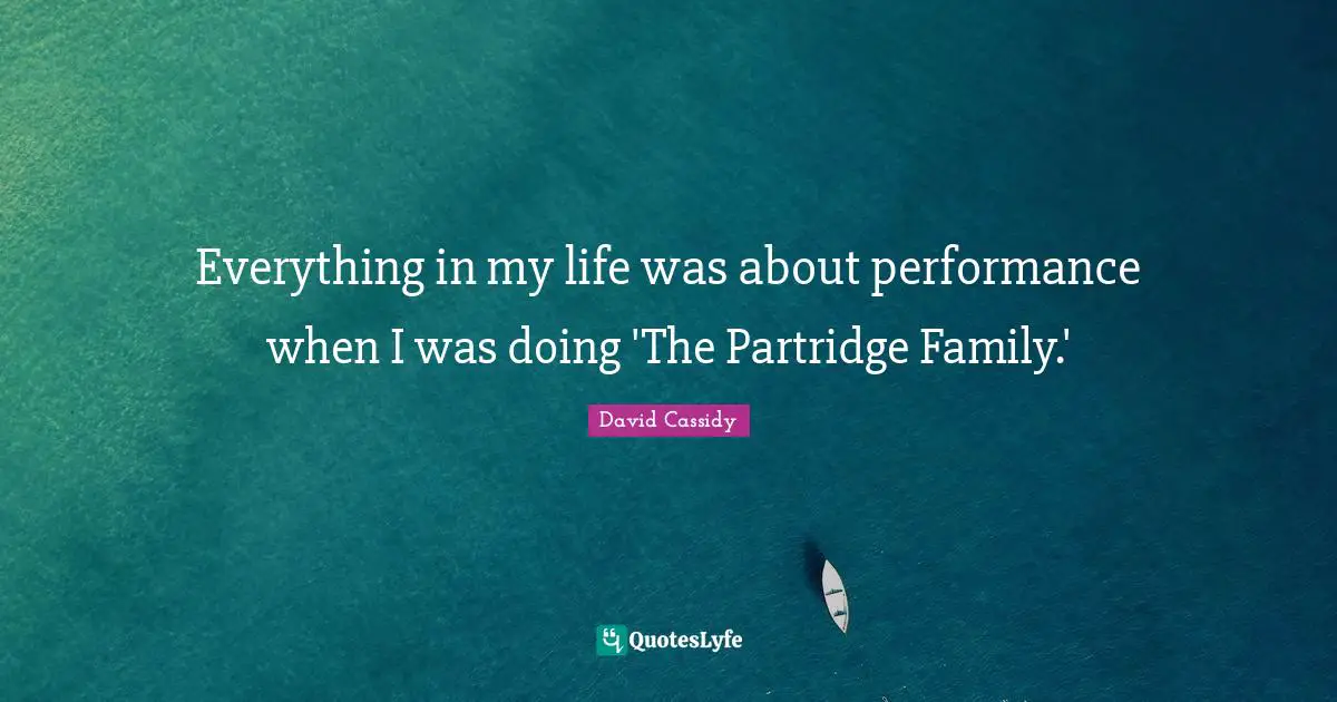 Everything in my life was about performance when I was doing 'The Partridge Family.'