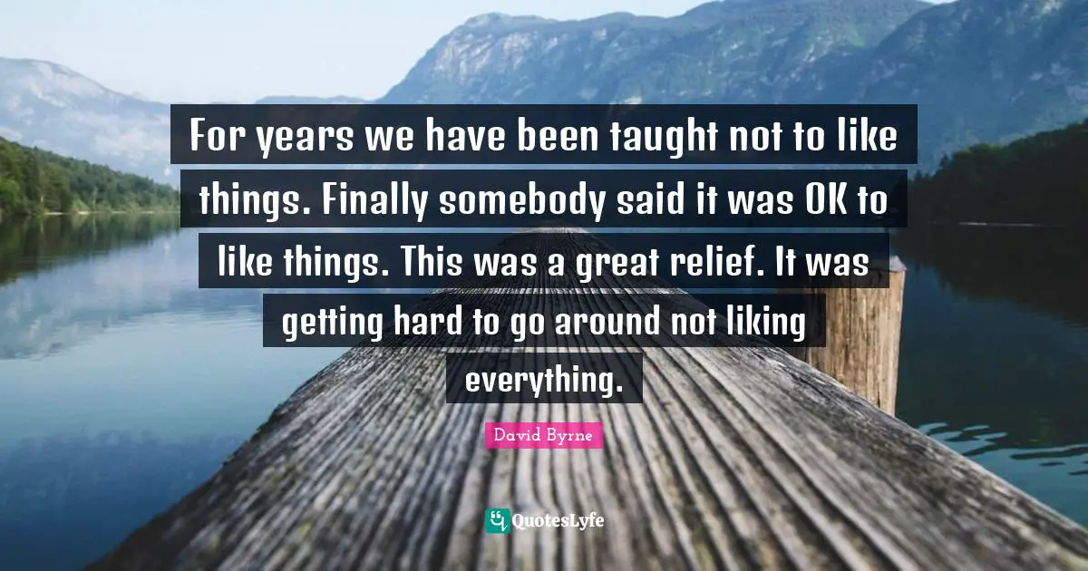 For years we have been taught not to like things. Finally somebody said it was OK to like things. This was a great relief. It was getting hard to go around not liking everything.