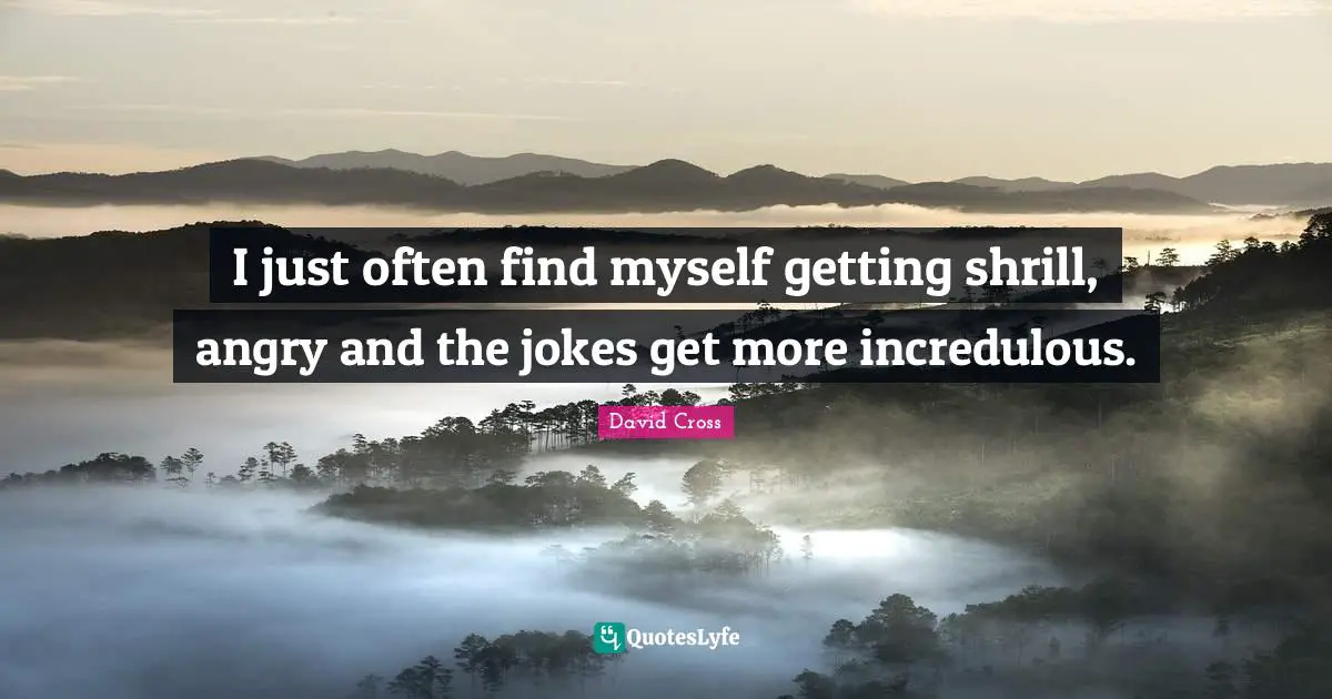 I just often find myself getting shrill, angry and the jokes get more incredulous.