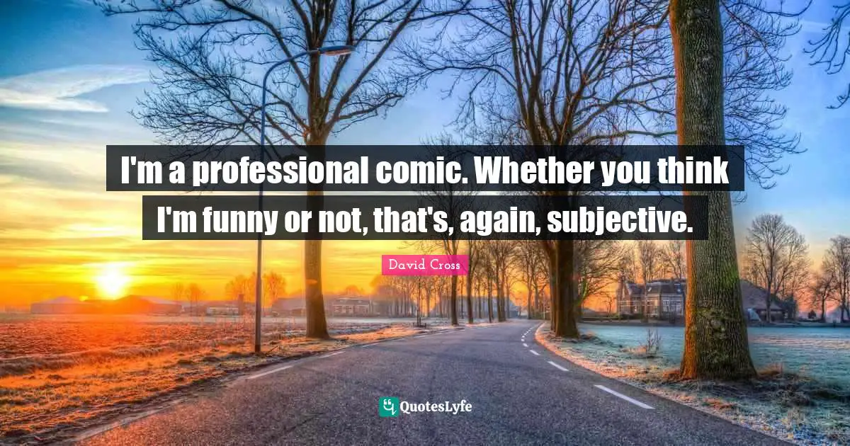 I'm a professional comic. Whether you think I'm funny or not, that's, again, subjective.