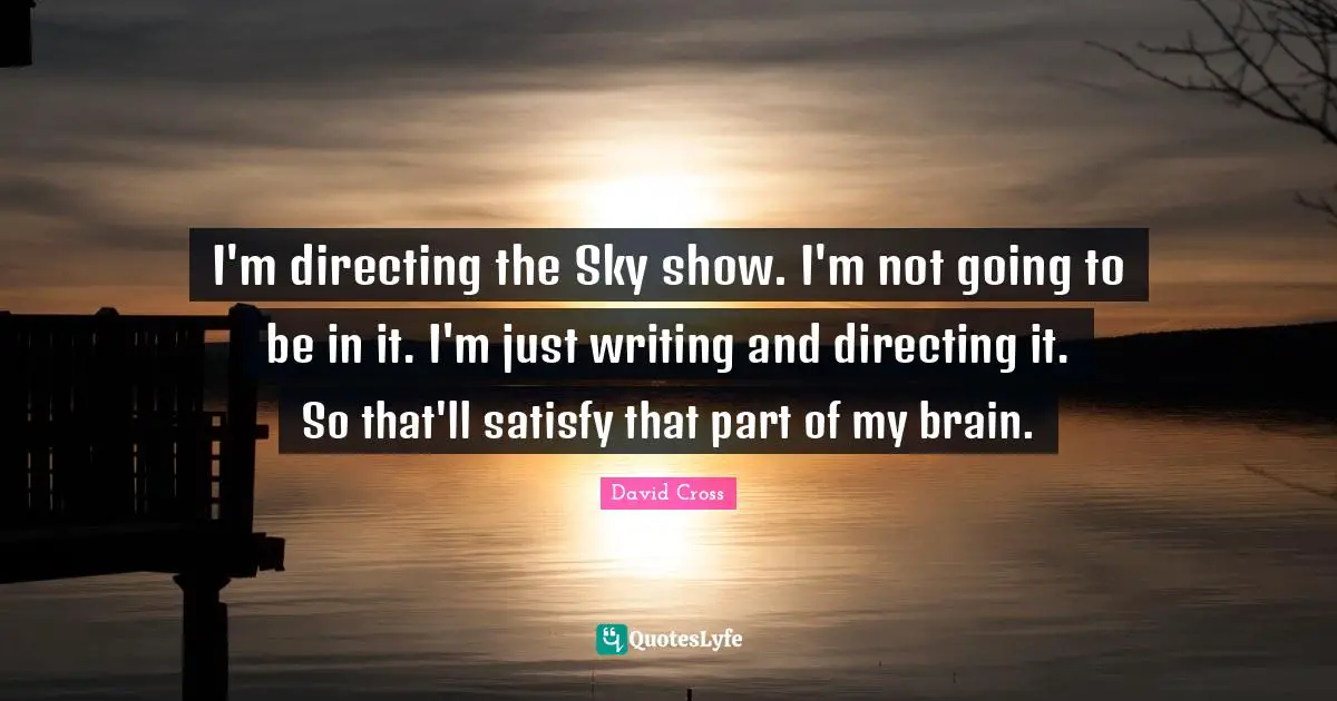 I'm directing the Sky show. I'm not going to be in it. I'm just writing and directing it. So that'll satisfy that part of my brain.