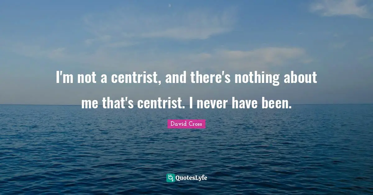 I'm not a centrist, and there's nothing about me that's centrist. I never have been.