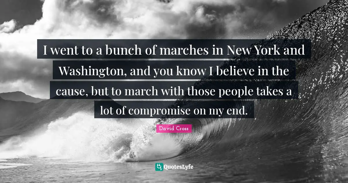 I went to a bunch of marches in New York and Washington, and you know I believe in the cause, but to march with those people takes a lot of compromise on my end.