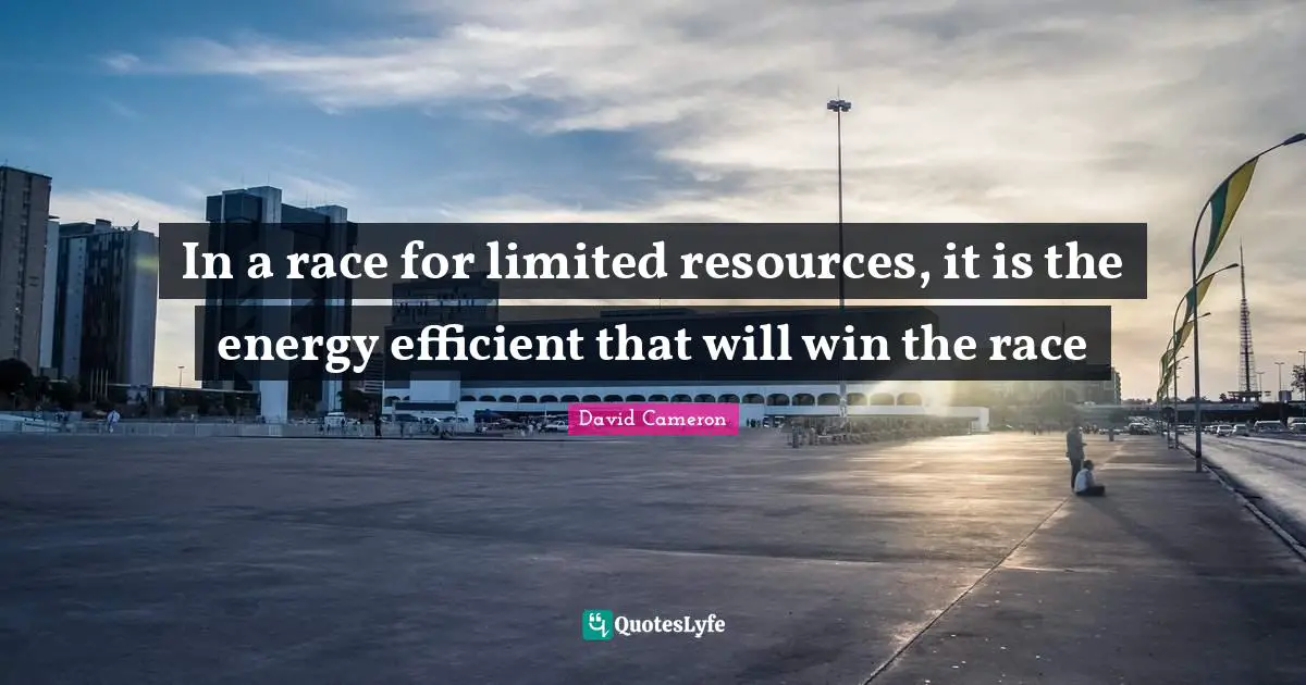 In a race for limited resources, it is the energy efficient that will win the race