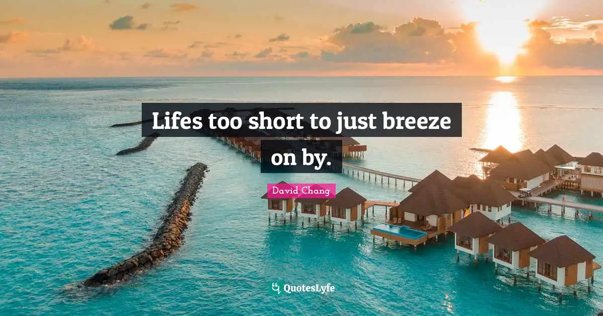 Lifes too short to just breeze on by.