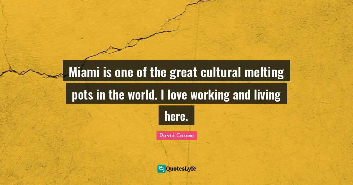 Miami is one of the great cultural melting pots in the world. I love working and living here.