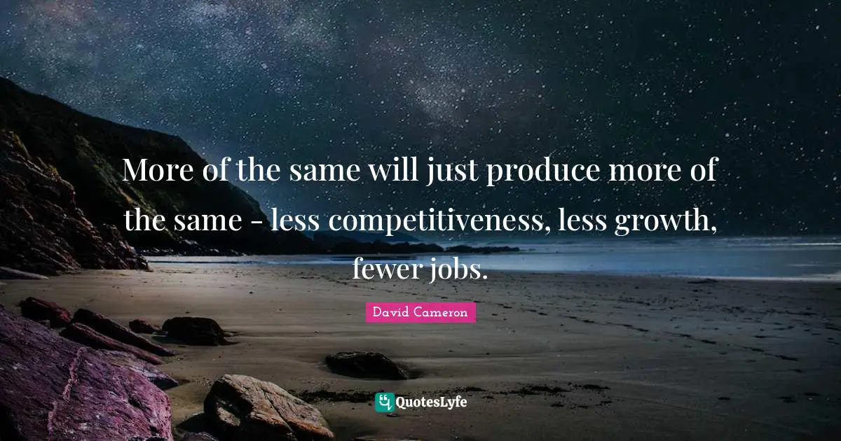 More of the same will just produce more of the same - less competitiveness, less growth, fewer jobs.