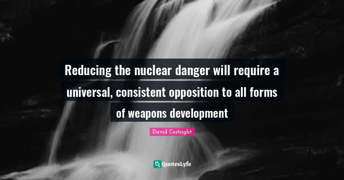 Be Consistent Quotes: "Reducing the nuclear danger will require a universal, consistent opposition to all forms of weapons development"