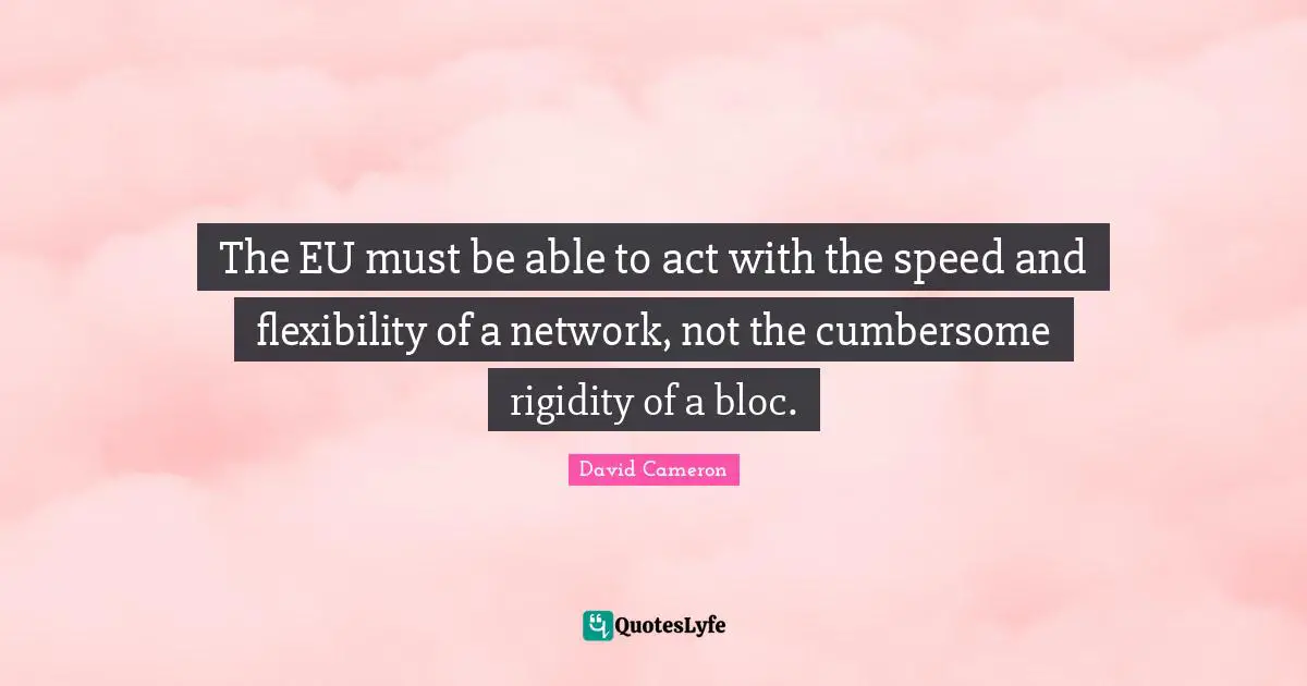 The EU must be able to act with the speed and flexibility of a network, not the cumbersome rigidity of a bloc.