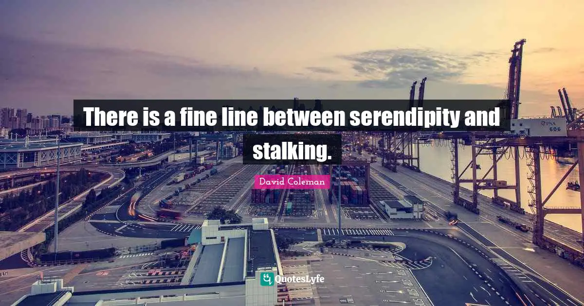 Stalking Quotes: "There is a fine line between serendipity and stalking."