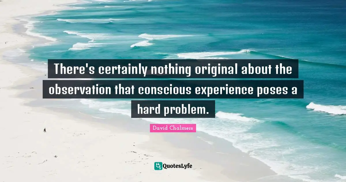 There's certainly nothing original about the observation that conscious experience poses a hard problem.