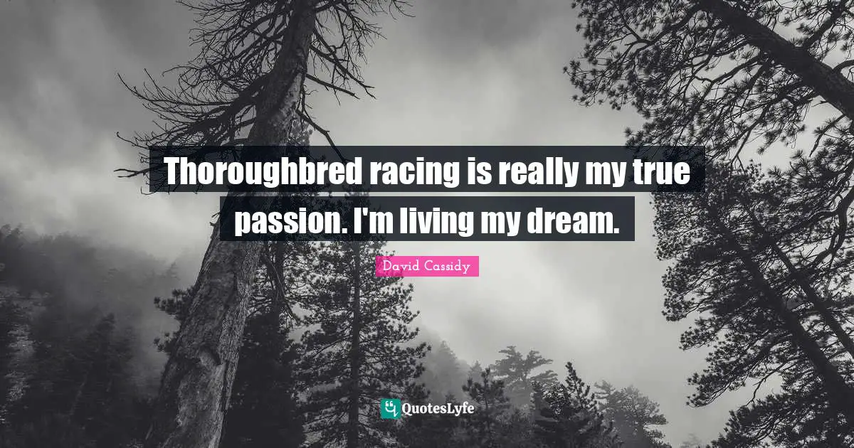 Thoroughbred racing is really my true passion. I'm living my dream.